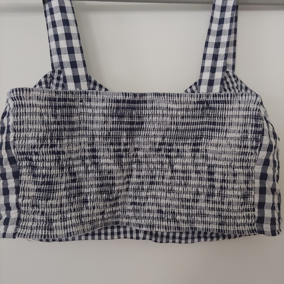 Anthropologie Maeve Blue Gingham Crop Top Size 8 - Picture 8 of 10